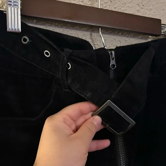 Black Label Cest Toi Black Corduroy Mini Skirt With Removable Belt Size L - Picture 4 of 12